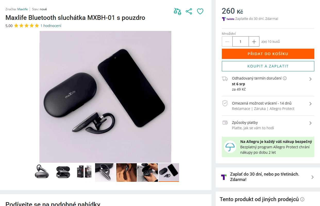 BT handsfree Maxlife + pouzdro 