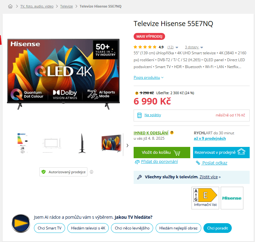 Smart TV Atmos 139cm, Hisense