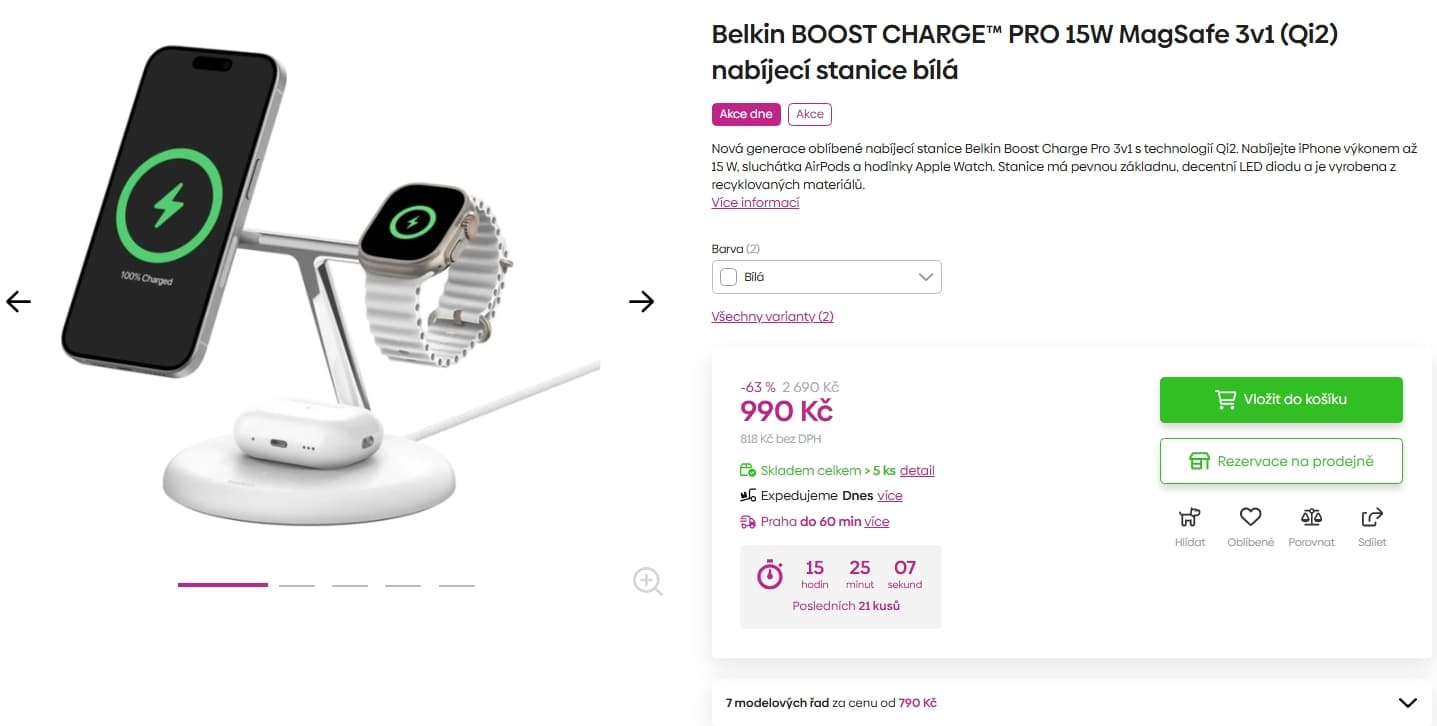 Nabíjecí stanice 3v1 Belkin, 15 W, Qi2 