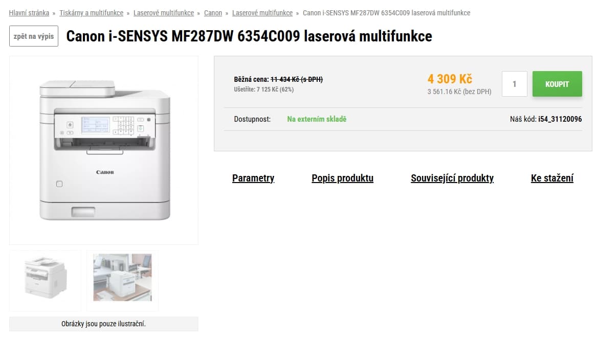 Laser multifunkce ČR Canon, Wifi