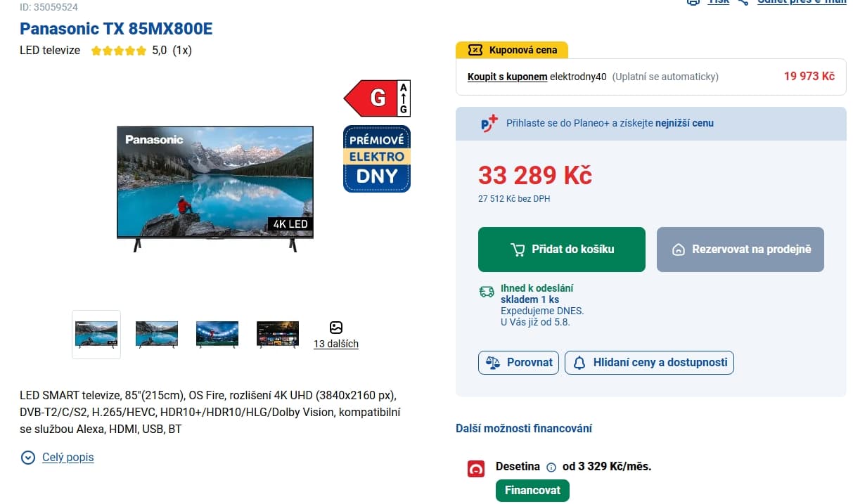 4K Smart, Atmos TV, 215cm Panasonic