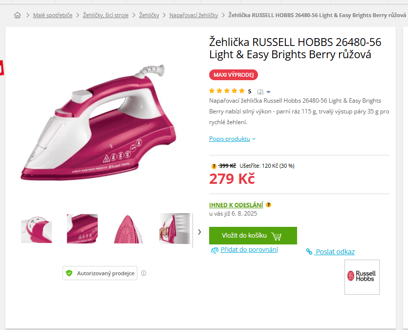 Napařovací žehlička Russell Hobbs