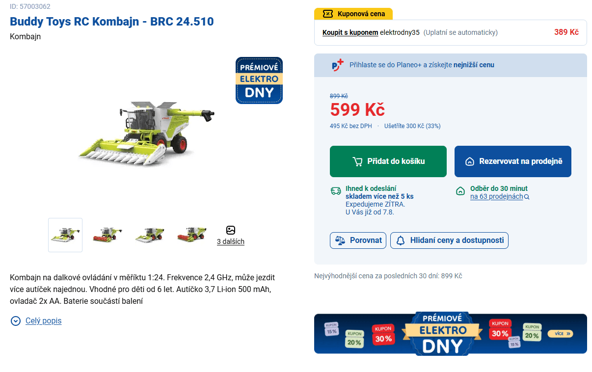 Kombajn na dálkové ovládání Buddy Toys