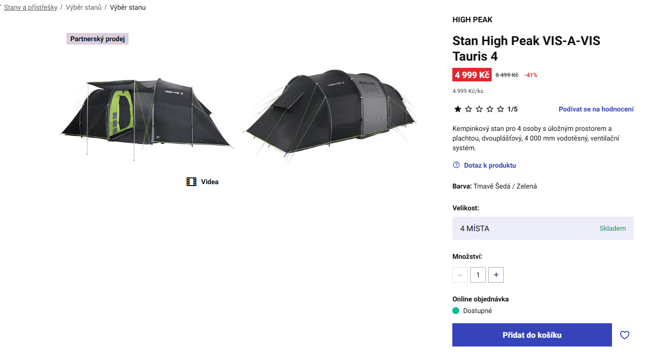 Stan pro 4 High Peak Tauris 4