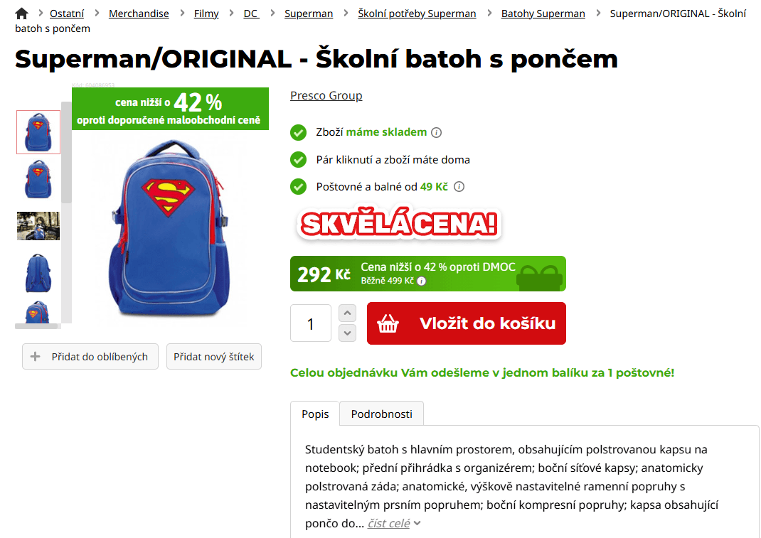 Školní batoh s pončem Baagl Superman