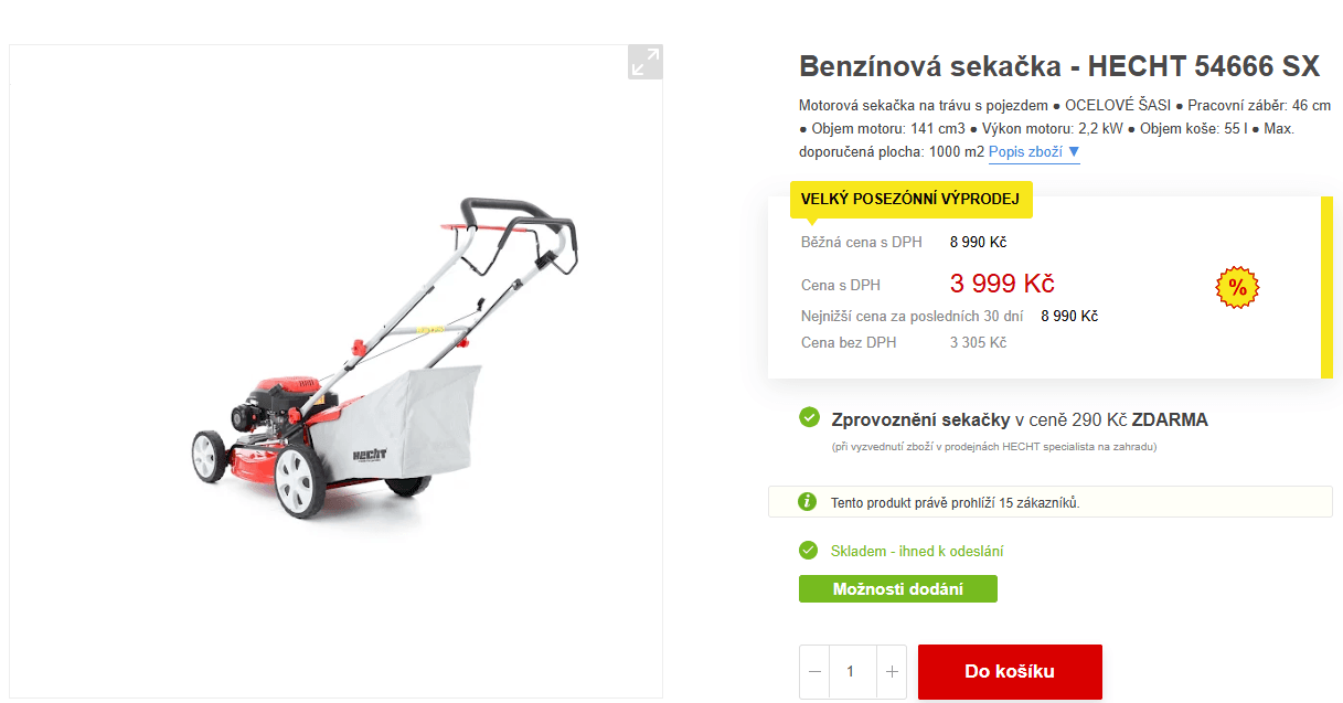 Sekačka Hecht, benzín, 46cm, 1000m