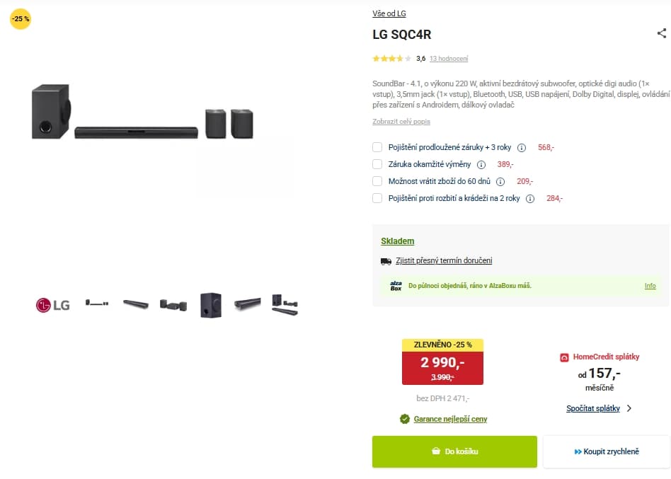 Soundbar LG 4.1, 220W, subwoofer