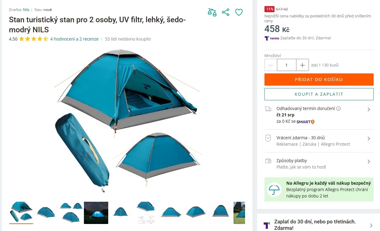 Stan NILS Camp, pro 2, 2,65x1,5 m