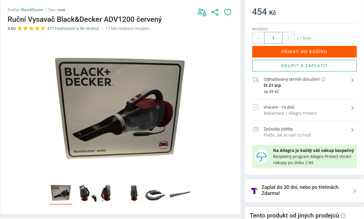 Ruční vysavač do auta Black&Decker