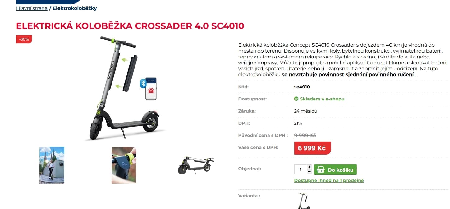El. koloběžka Concept 25km/h, 40km