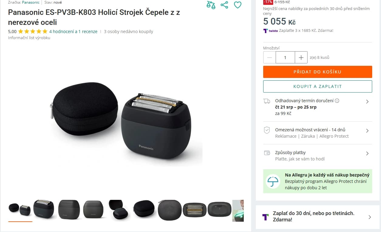 Holicí strojek Panasonic 70000 střihů/min
