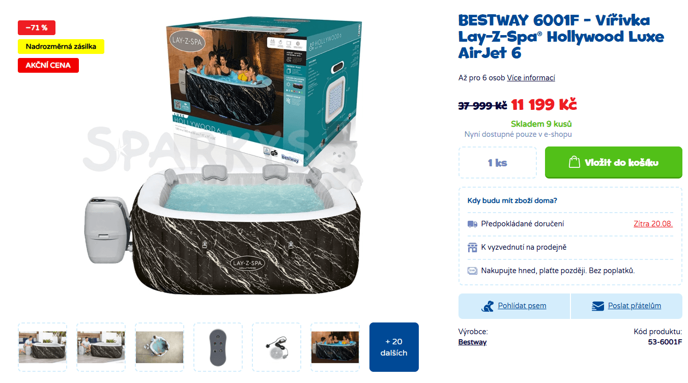 Vířivka Bestway Lay-Z, 6 osob, výbava