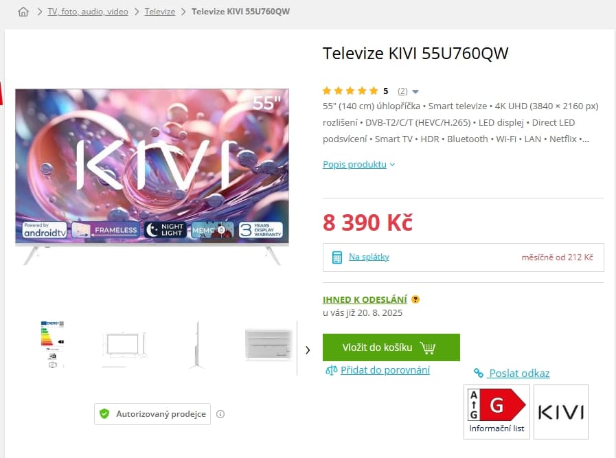 4K Android TV 178 cm KIVI