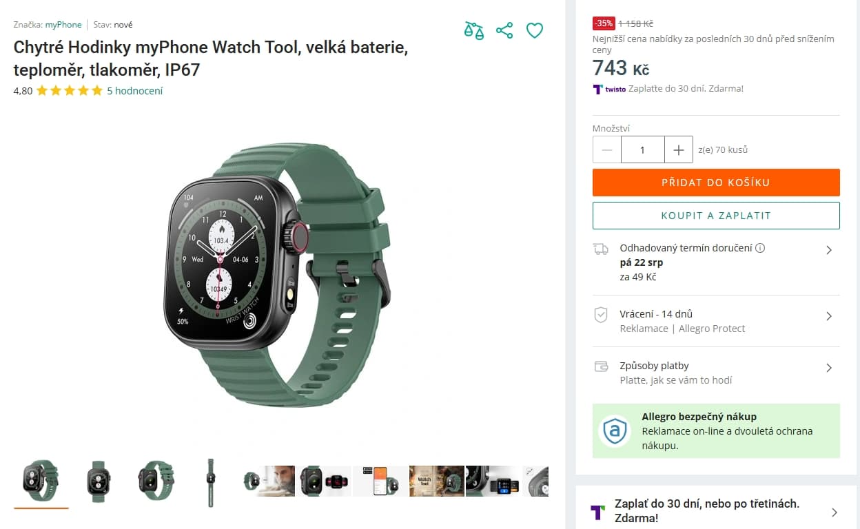 Chytré hodinky myPhone Watch Tool 