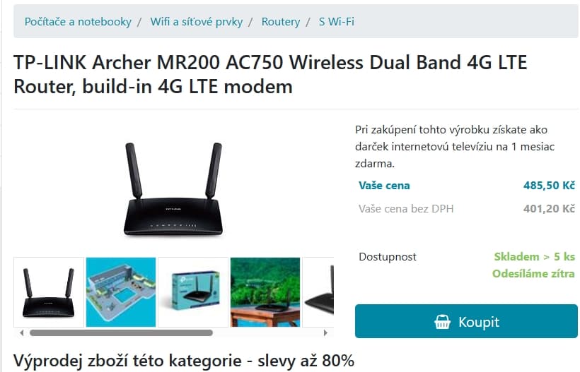 Dvoupásmový 4G/LTE router  TP-Link