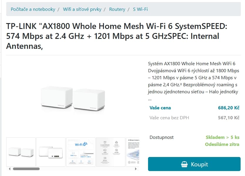 WiFi6 Mesh system Mercusys Halo H70X