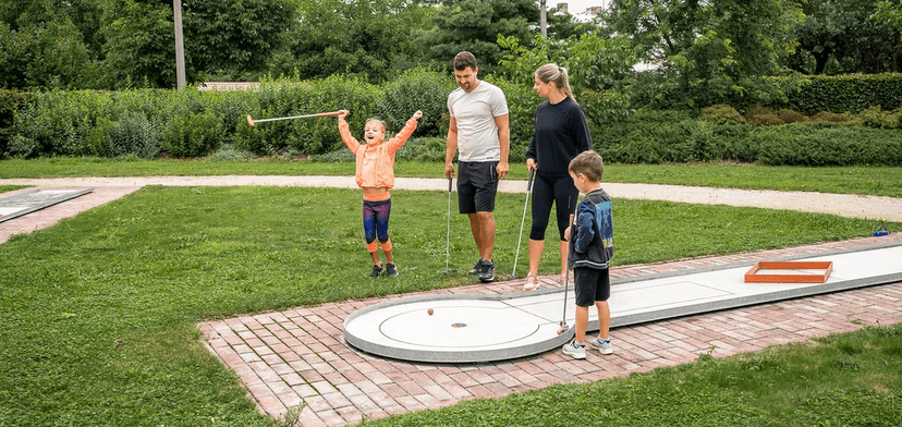 Minigolf v krásném parku a pivo nebo limonáda pro dva či celou rodinu 