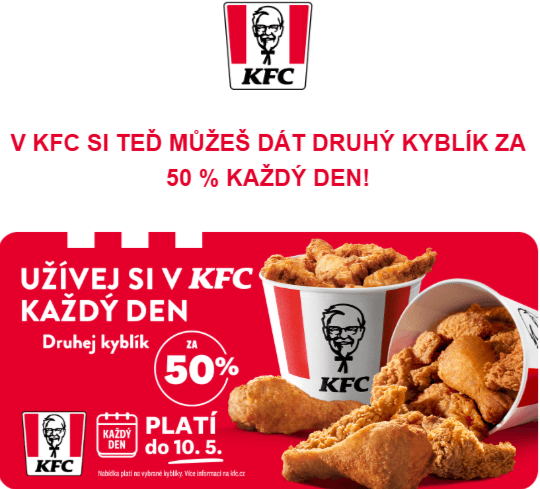 KFC - sleva 50% na druhý kyblík