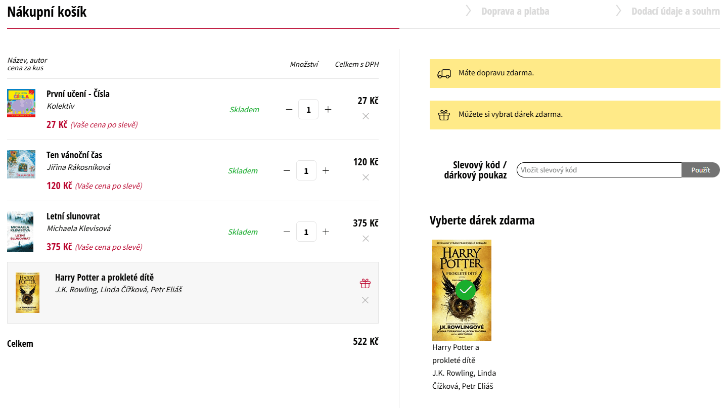 Harry Potter zdarma k nákupu nad 499 + DZ