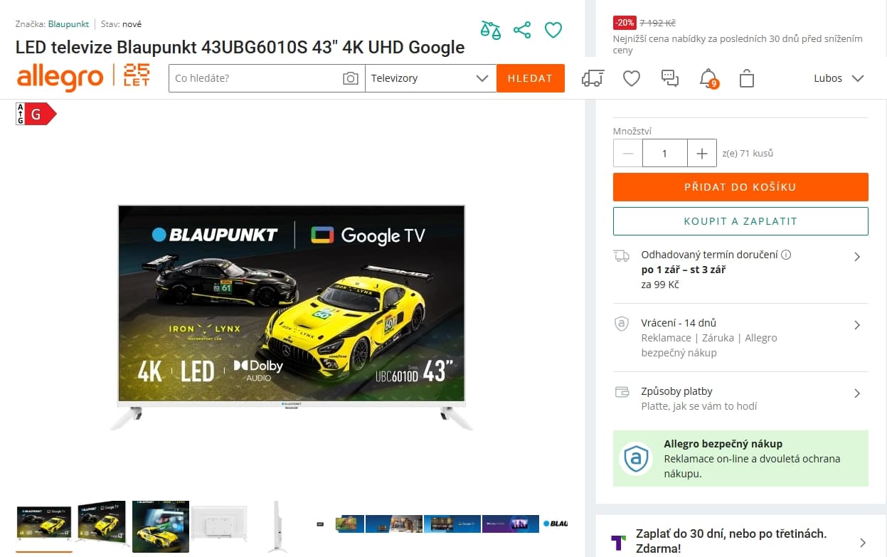 4K Google TV, Atmos 109 cm, Blaupunkt