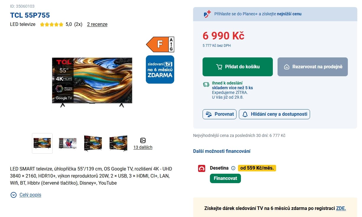 4K Google TV, Atmos, 140 cm, TCL