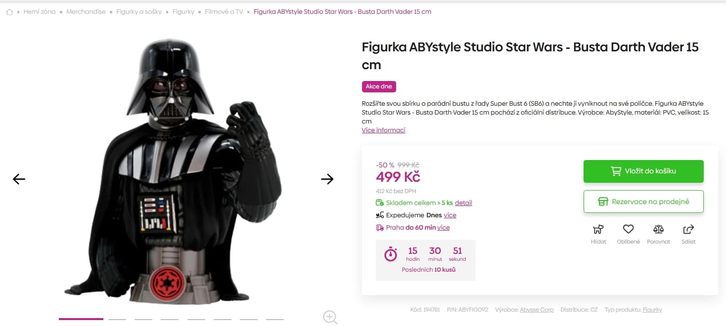 Figurka Star Wars - Busta Darth Vader 15 cm
