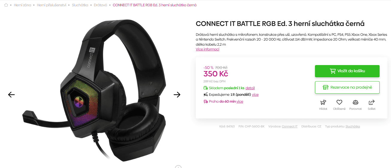 Herní sluchátka Connect IT Battle