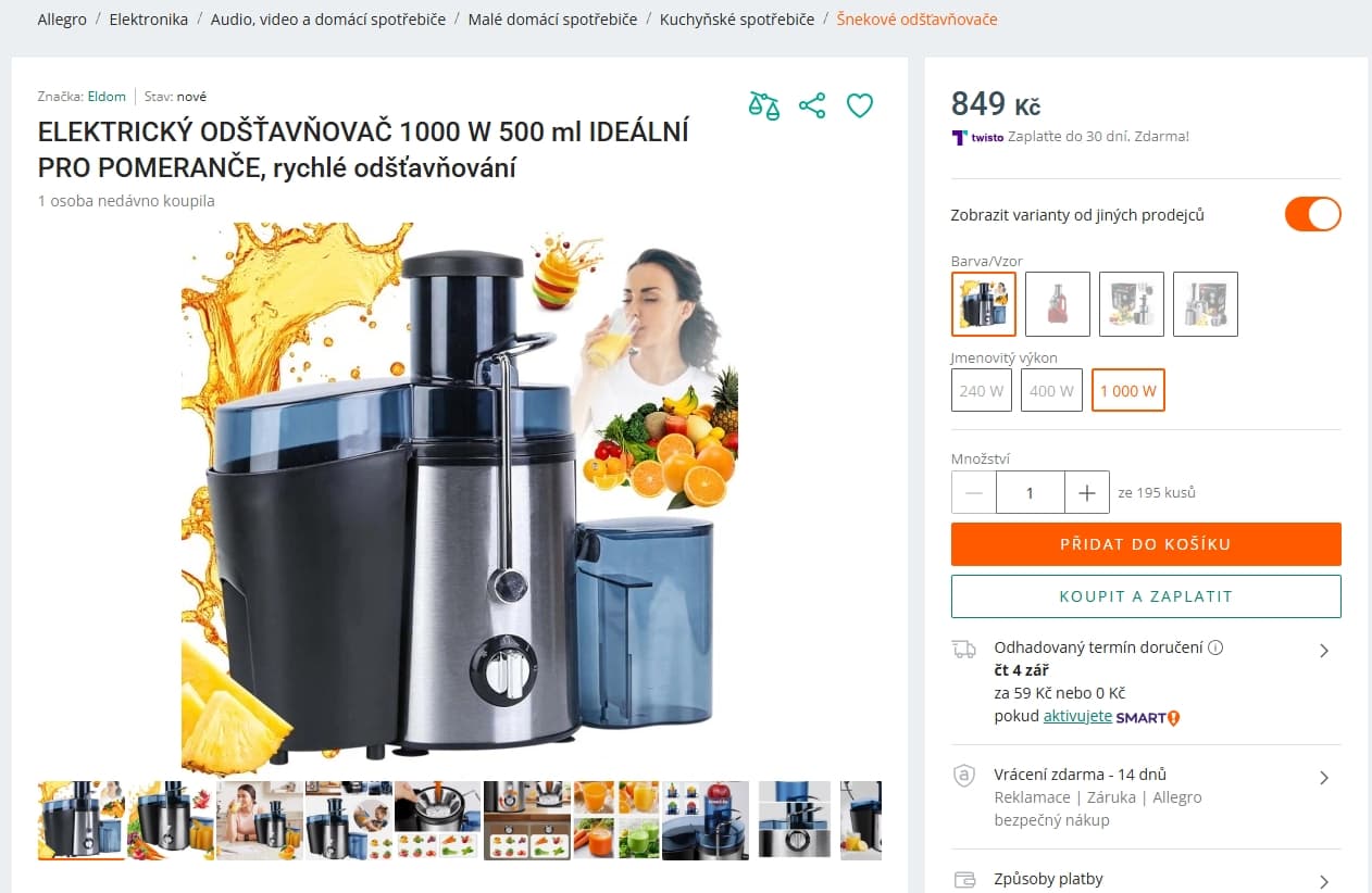 Odšťavňovač Eldom PJ400