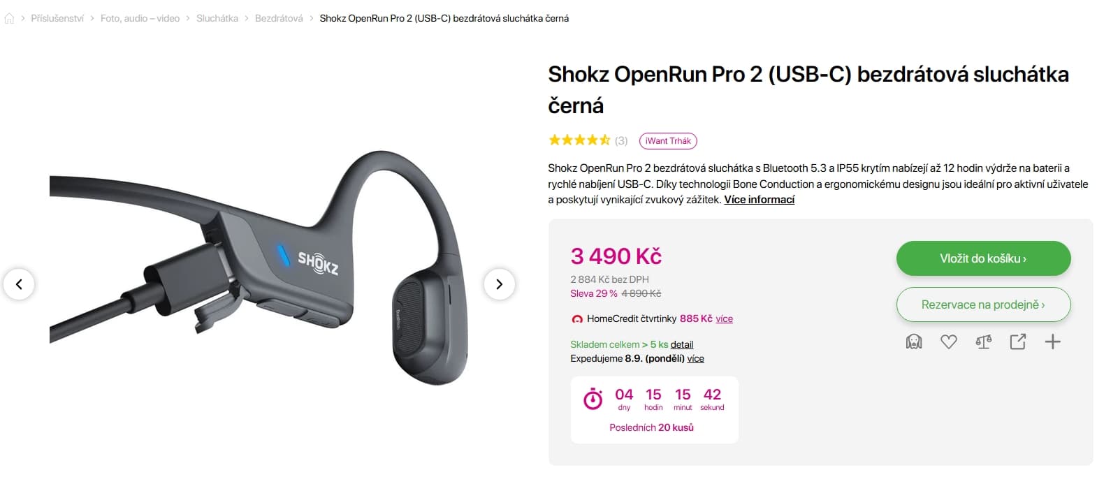 BT lícní sluchátka Shokz OpenRun Pro 2