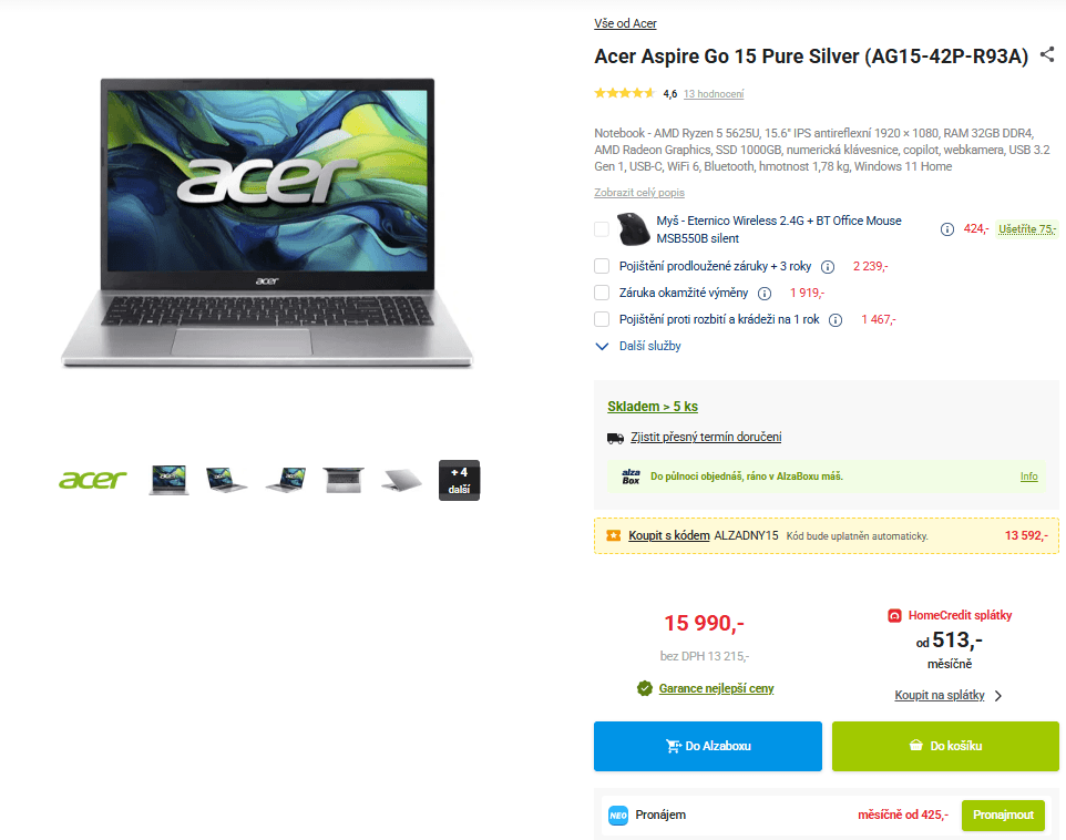 Acer 4,3GHz, 32GB RAM, 1TB SSD, 15,6"