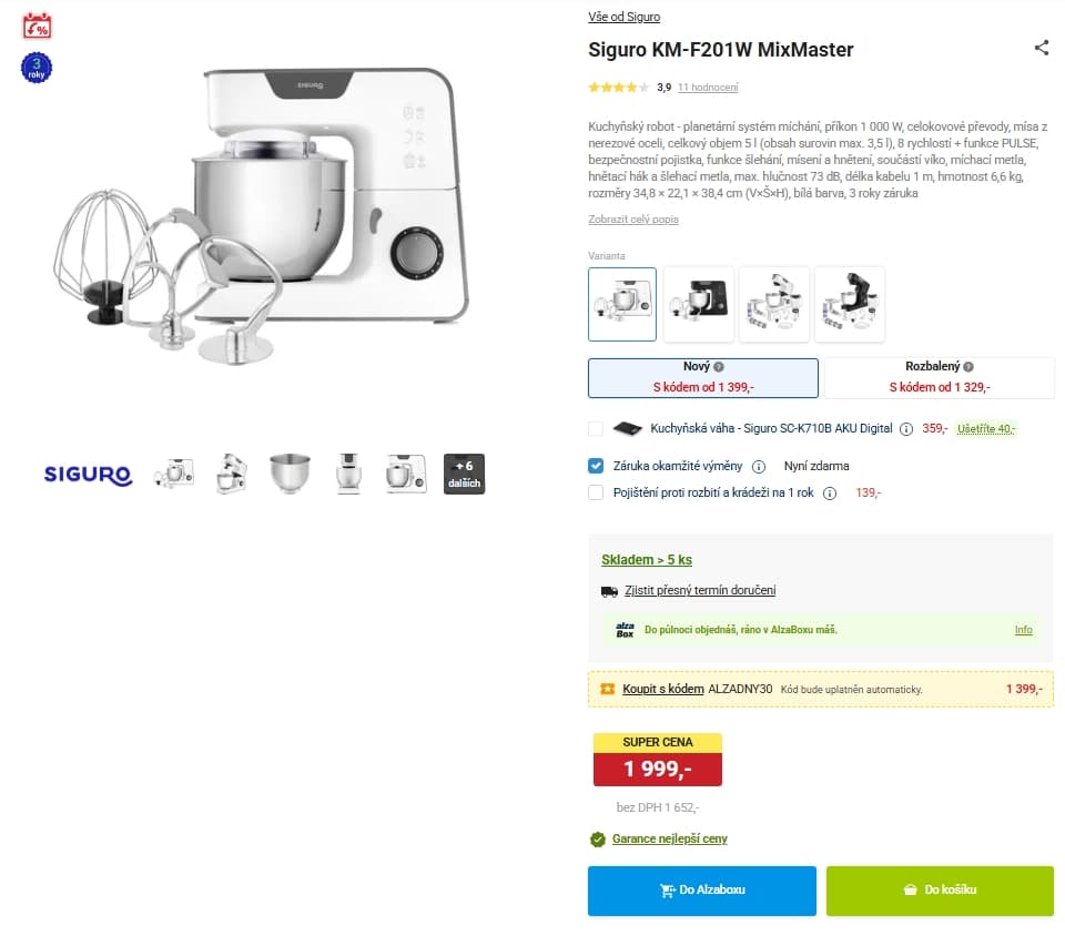 Kuchyňský robot, planetární, Siguro 3v1