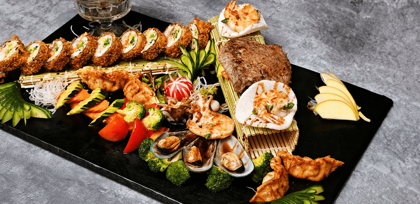 Sushi a grill set vč. skleničky prosecca pro dva