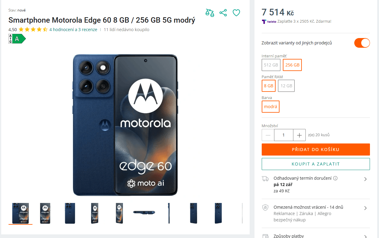 Motorola 8x 2,5GHz, 8/256GB, 6,67", NFC