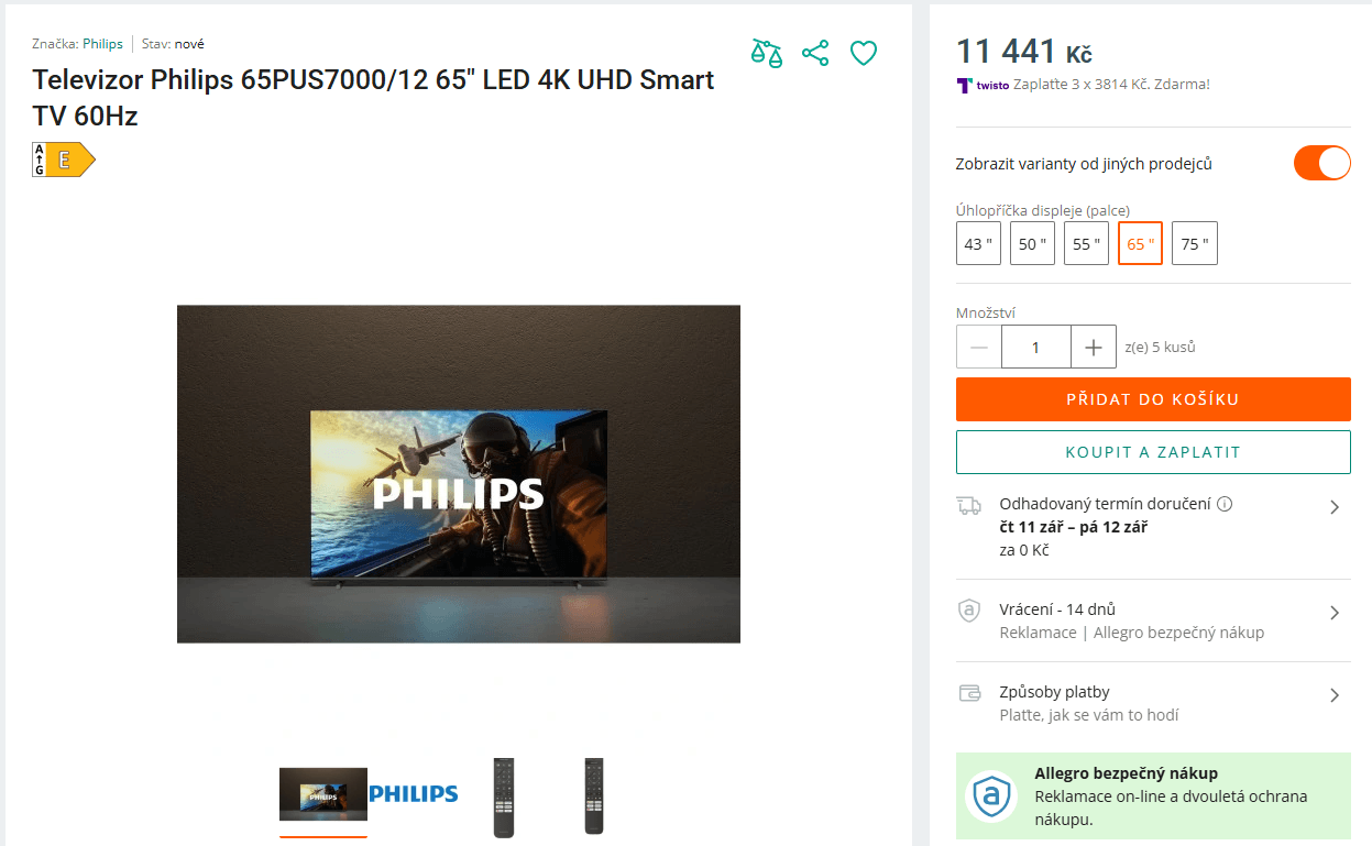 4K Atmos TV 165 cm, Philips