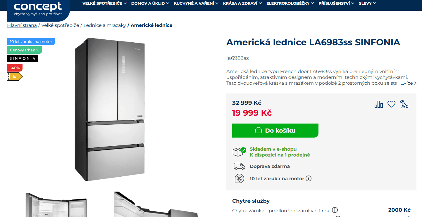 Americká lednice Concept TNF, 190 cm