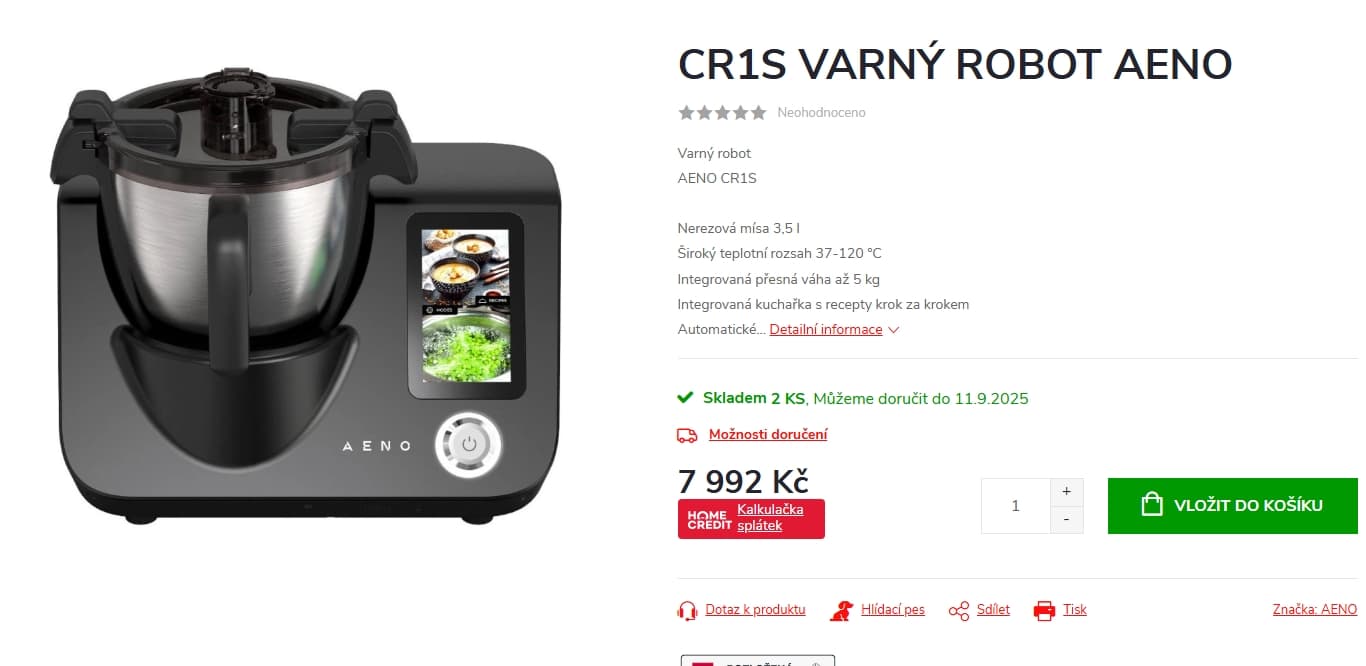 Varný robot Aeno 3,5 l., wifi, recepty
