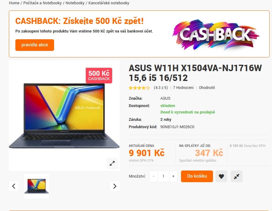 Asus i5 4,6 GHz, 16/512GB, 15,6"