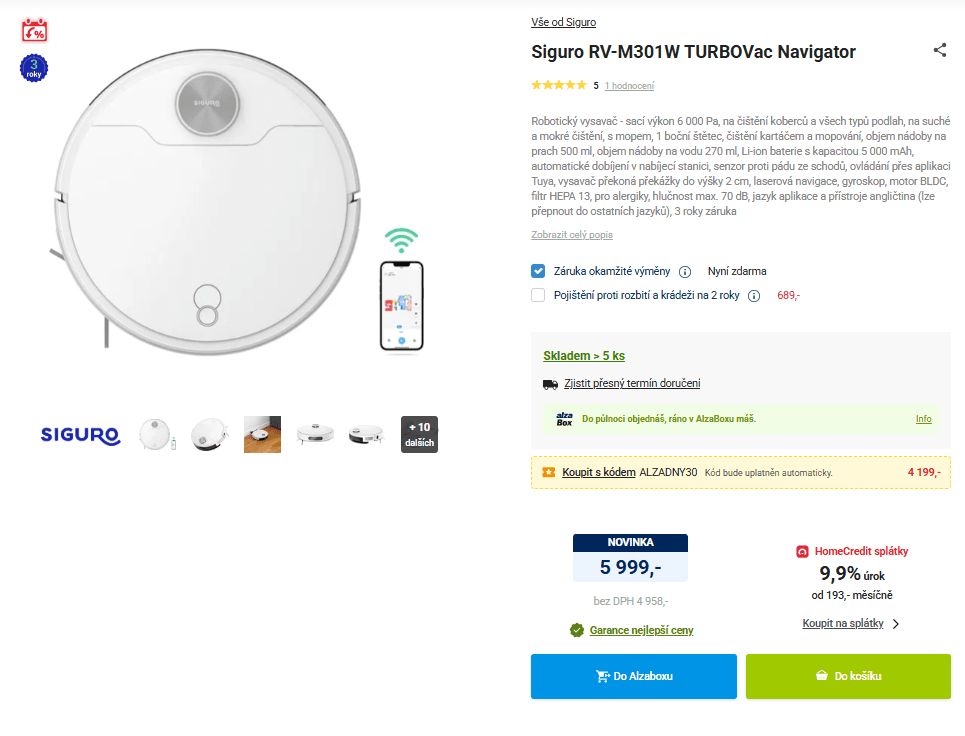 Robot vysavač / mop Siguro