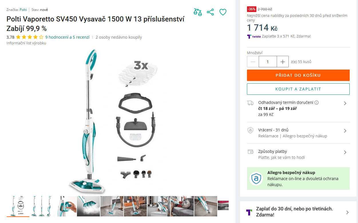 Parní mop Polti Vaporetto