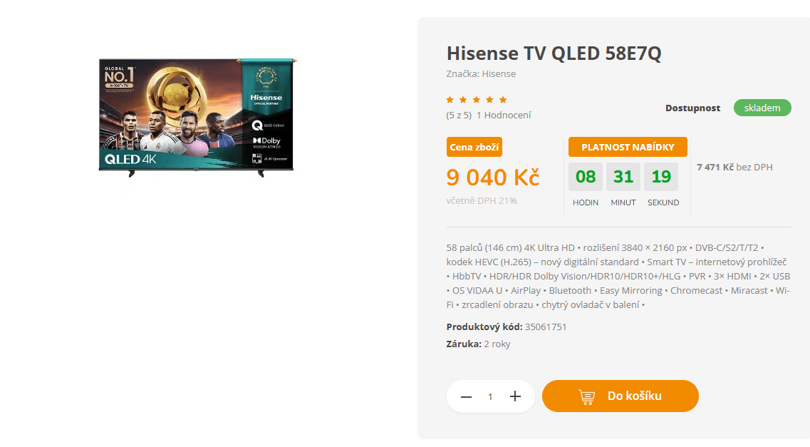 4K Atmos TV, 147 cm, Hisense