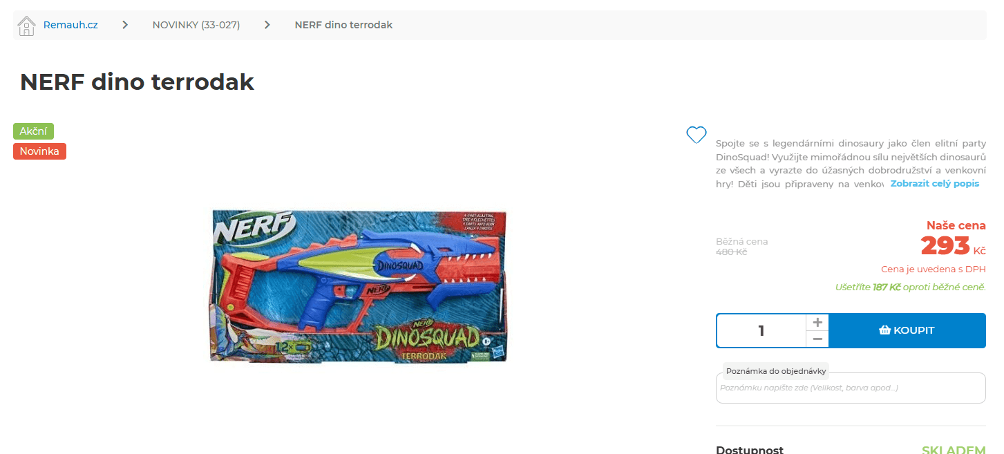 Dětská zbraň Dino Nerf Nerfsquad Terrodak