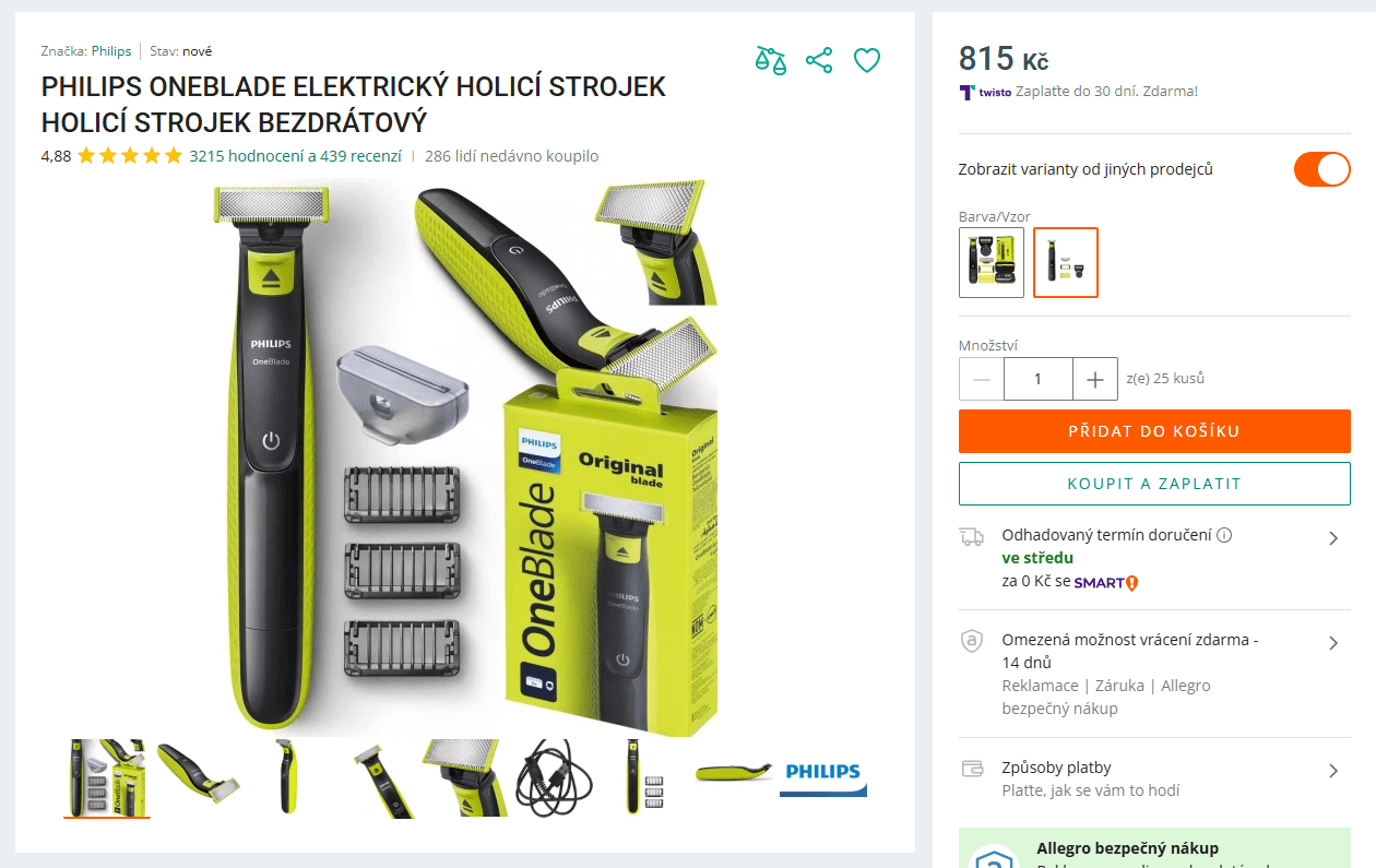 Holící strojek Philips OneBlade Pro 360