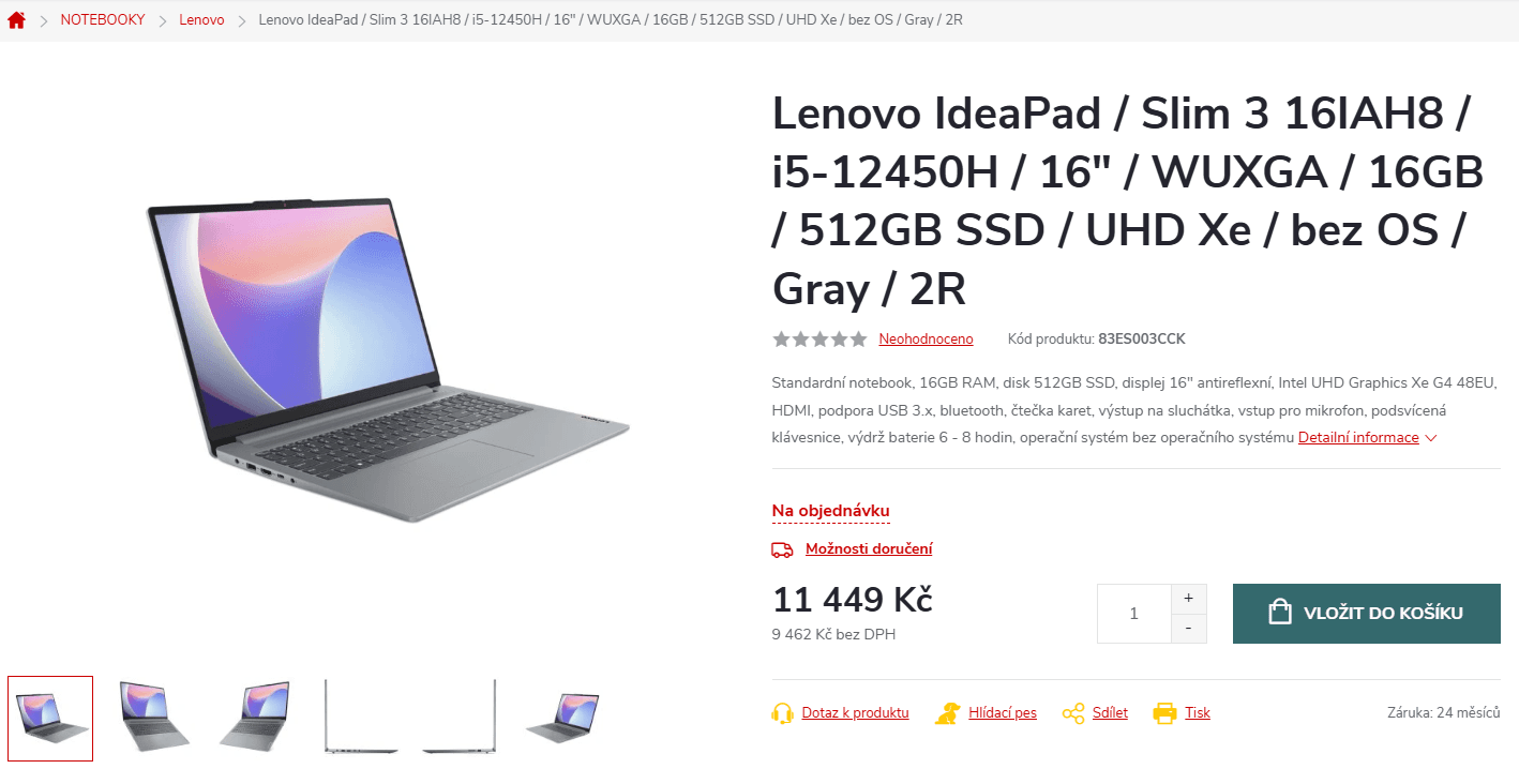Lenovo i5 4,4 GHz, 16/500 GB, 16"