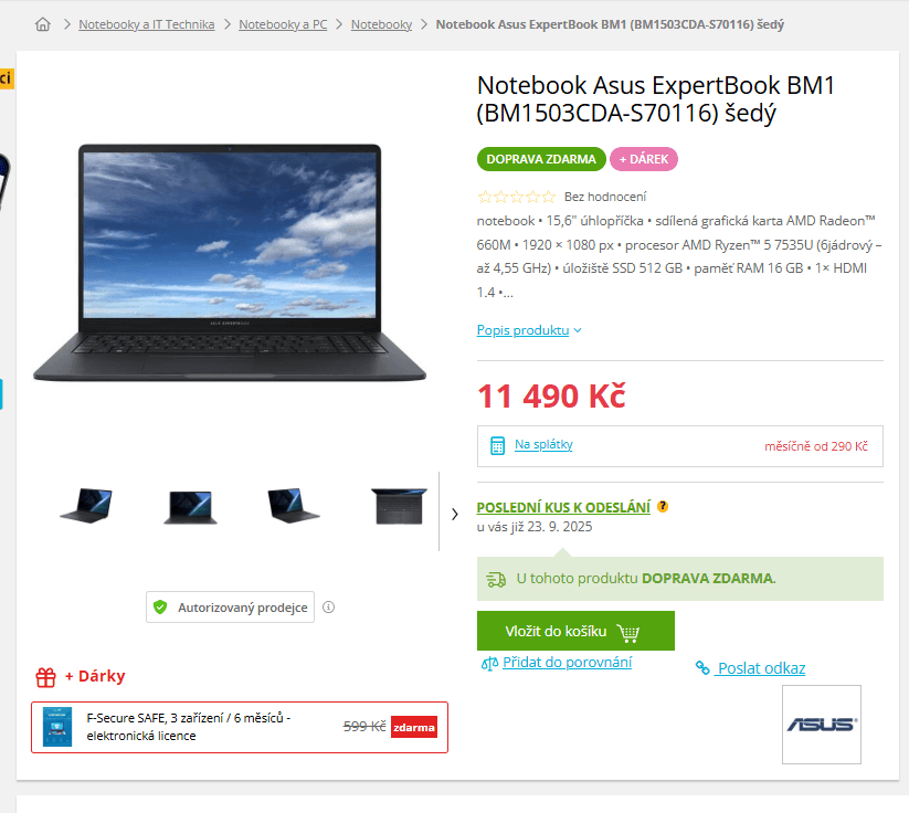 Asus 4,55GHz, 16/512GB, 15,6"