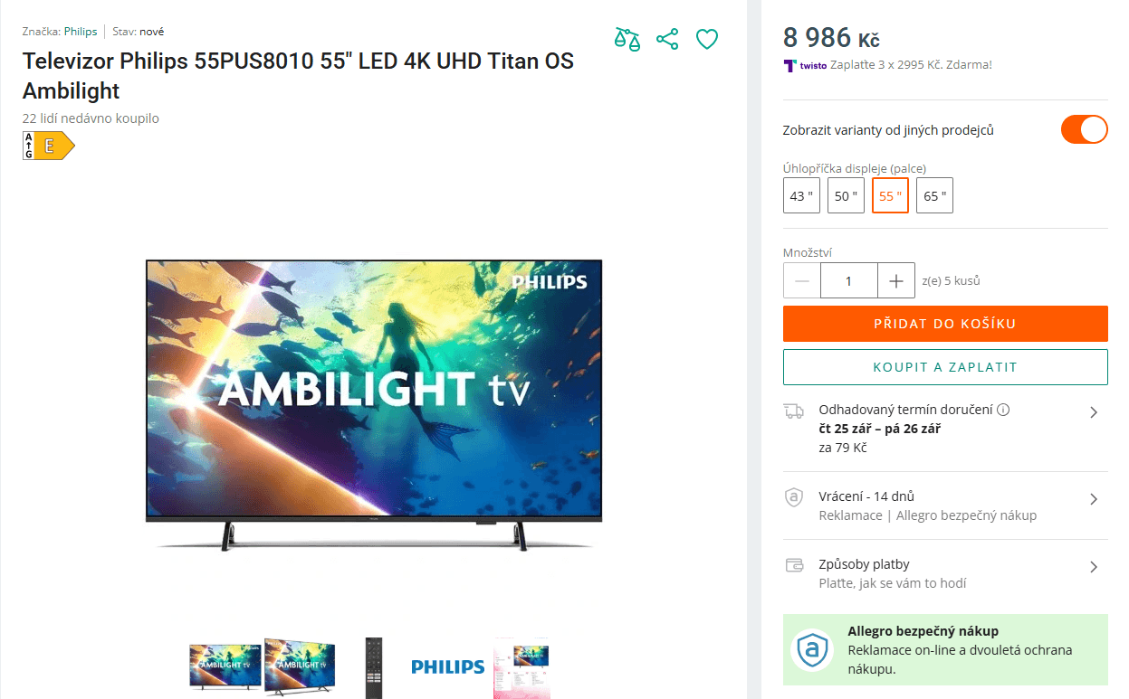 4K Ambilight, Atmos TV 139 cm Philips