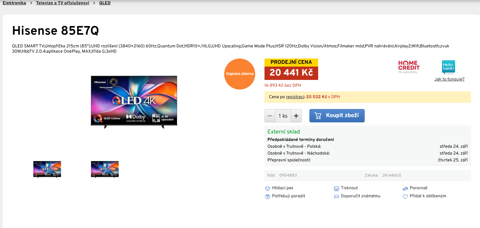 4K QLED Atmos, 215 cm, Hisense