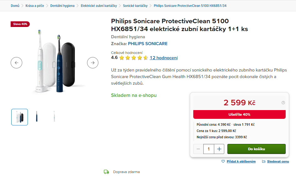 2x el. zubní kartáček Philips Sonicare