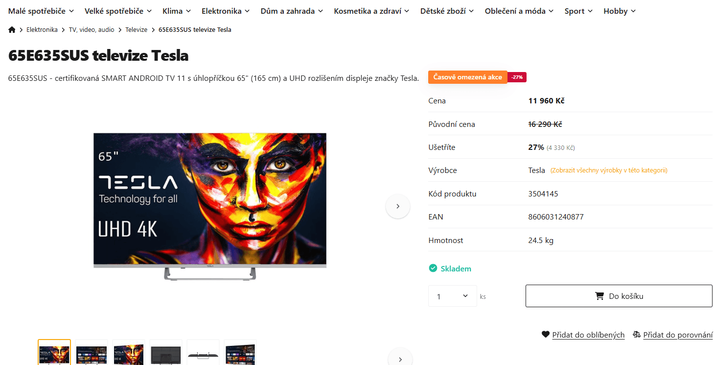 4K Android TV, Atmos, 165 cm, Tesla