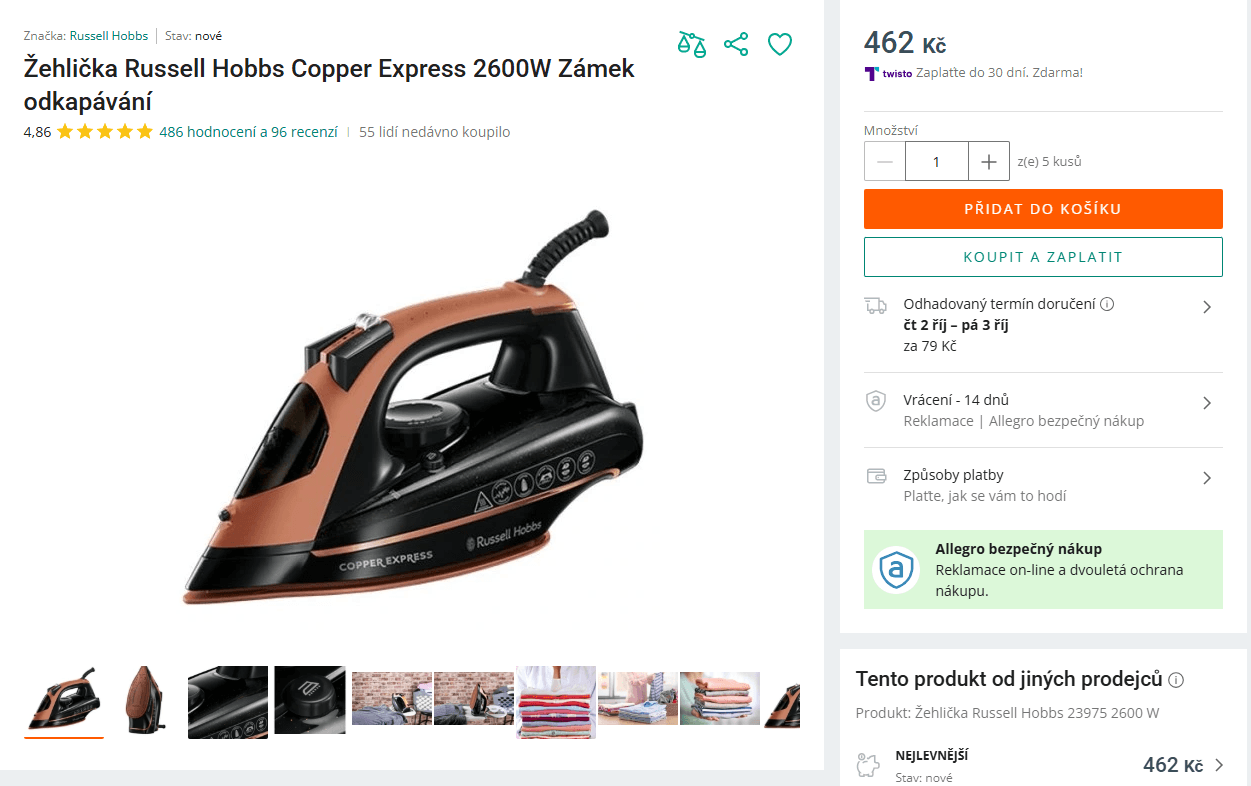 Napařovací žehlička Russell Hobbs