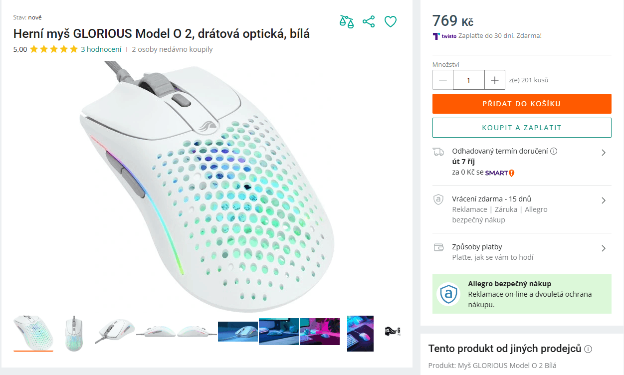 Herní myš Glorious, 50G, RGB